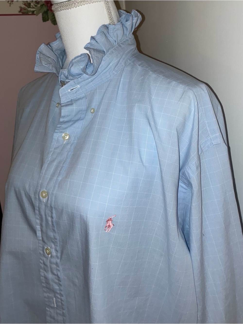 Upcycled Ruffled Collar Ralph Lauren Girly Shirt